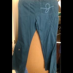 Jaanuu Teal Cargo bootcut scrub  pants